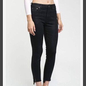 Pistola Aline Black Coated High Rise Denim Skinny Jeans